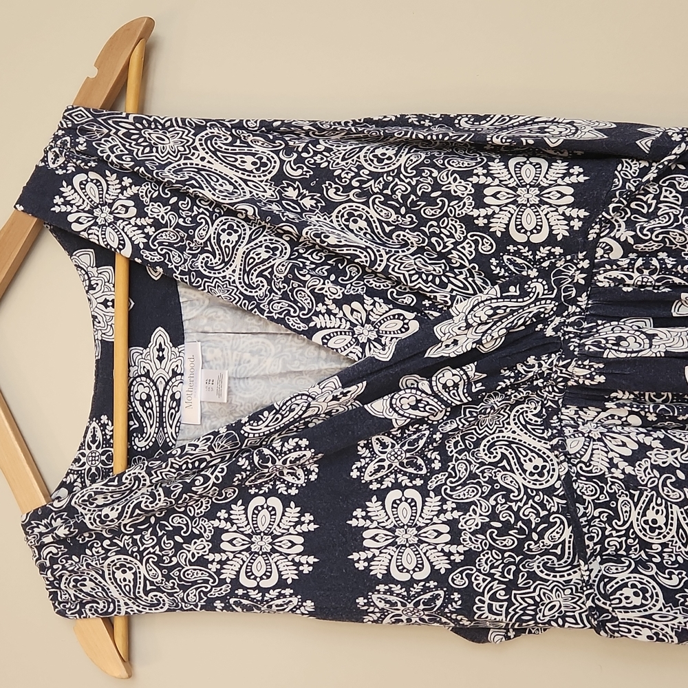 Motherhood Maternity Maxi Dress, Size XL, Sleeveless, Navy & White print